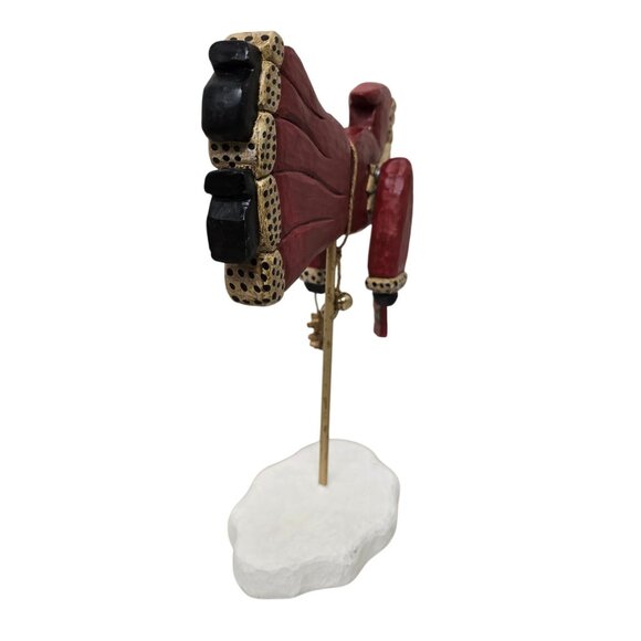 Lori Miller Hand-Carved Wooden Flying Santa Figurine With Stand - Picture 6 of 8